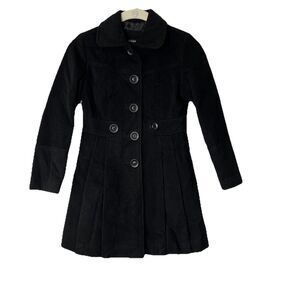 George Black Long Single Breasted Peacoat Button Lined Overcoat Girls S 6- 6X